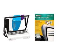 Fellowes 5627501 Star+ 150 perforelieur manuel par anneaux plastique usage modéré perfore 12 feuilles relie 150 feuilles & 5371801 Kit de consommables pour 20 reliures plastique