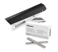 Fellowes agrafeuse à pince sans bourrage, capacité de 40 feuilles - Agrafeuse manuelle antibactérienne LX890 - Noir + Fellowes Agrafes 26/6, bandes de 107 mm, lot de 5000 agrafes