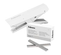 Fellowes agrafeuse à pince sans bourrage, capacité de 40 feuilles - Agrafeuse manuelle antibactérienne LX890 - Blanc + Fellowes Agrafes 26/6, bandes de 107 mm, lot de 5000 agrafes