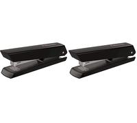 Fellowes Agrafeuse LX820, pleine bande pour le bureau, avec revêtement antimicrobien Microban®, pour agrafer jusqu'à 20 feuilles, compatible avec des agrafes 24/6 et 26/6 mm, Noir, 5012801 (Lot de 2)