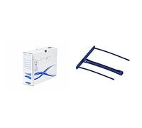 Fellowes Bankers Box Basic Lot de 25 Boîtes d'archives A4 10 cm Bleu/Blanc & 0089801 Clips pour Archives 10cm Banker Box Bleu