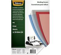 Fellowes Couvertures de reliure PVC transparent A4 en PVC 200 microns - Pack de 100