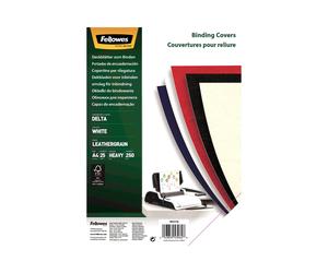 Fellowes Couvertures Delta Grain Cuir FSC A4 Blanc Papier 1mm 216x298mm - Paquet de 25 unités (Réf: 5373602)