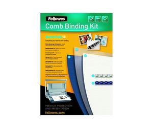 Fellowes Kit de Reliure 5371701 : A4, Anneaux 6/8mm, Capacité 40 Feuilles, 10 Reliures, 10 Couvertures grain cuir et PVC transparent, Multicolore