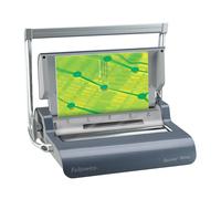 Fellowes Machine à relier pour le bureau, Quasar+ - 130 feuilles, perforation manuelle, anneaux métalliques et kit de démarrage de 20 reliures à peignes inclus - Argent