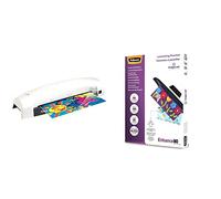 Fellowes Plastifieuse Lunar A3, pour plastifier à chaud pochettes de 80 à 125 microns, sans bourrages, loisirs créatifs, 30cm/min & Pochettes de plastification A4 | 80 microns -Pack de 100 pochettes