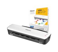 Fellowes Plastifieuse Sola A4, 125 Microns, Fonctions Anti-Bourrage Et Arrêt Automatique, Pour Pochettes De 80-125 Microns + Fellowes pochettes de plastification A4, finition brillante, 120 pochettes