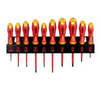 felo Jeu de tournevis Ergonic VDE XL-Rack 10 pièces - à fente, Torx, PH, PZ