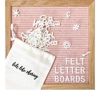 Felt Like Sharing rose clair feutre conseil lettre, 10x10 pouces conseil changeable lettre + 300 blanc lettres en plastique, cadre chêne chaud conseil lettre en bois