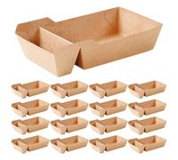 FELTECHELECTR 100 Pcs Boîtes de Frites Kraft 520ml Boîtes à Snacks pour Fêtes Classiques Design Pliables