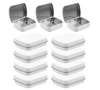 FELTECHELECTR 10pcs Petite Boîte en Métal Blanche avec Couvercle pour Rangement Portable D'accessoires Bijoux et Fournitures Nail Art, Organisation au Travail et Mariages