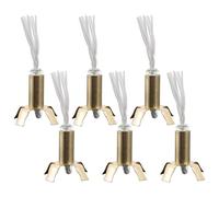 FELTECHELECTR 6 Pièces Supports de Mèche Métalliques Dorés avec Mèches en Coton pour Lampe à Huile, Pied de Lampe à Ghee Élégant et Solide, pour Temple et Anniversaires