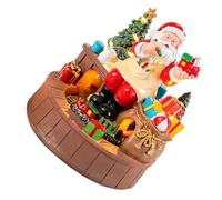 FELTECHELECTR Boîte à Musique de Noël et Train Tournant en Résine avec Figurine de Père Noël Classique, Lumière LED Chaude Rotative pour Décorations Intérieures de Fêtes