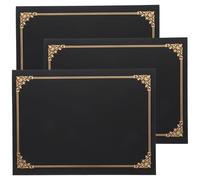 FELTECHELECTR Couvertures de Certificat Design Élégant Lot de 3 en Papier Noir Coins Arrondis et Fonction Portable pour Protéger Documents Officiels et Diplômes