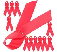 FELTECHELECTR Épingles à Ruban Rouge en Polyester Symbole Officiel de Sensibilisation Sida Lot de 50 Épingle Délicate pour Décorer Vêtements Lors D'événements