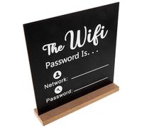 FELTECHELECTR Plaque Wifi en Bois Massif Socle, Panneau Tableau Noir Effaçable pour Code D'accès, Décoration Maison Élégante et Fonctionnelle, Accessoire Déco pour Chambre et Bureau
