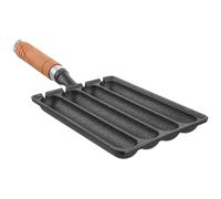 FELTECHELECTR Poêle à Griller Cuisson Rapide en Fer Noir 4 Fentes Légère Barbecue et Pique-niques de Saucisses