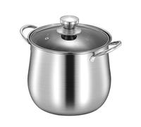 FELTECHELECTR Stainless Steel Stock Pot Double Poignées avec Couvercle Marmite à Soupe Anti-débordement pour Plaques à Induction et Feu de Cuisine