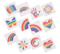 FELTECHELECTR Tatouages Temporaires Plusieurs styles Arc-en-ciel 24pcs Autocollants Visage Design Dégradé Coloré, Confortables Lgbt Parades Plusieurs styles