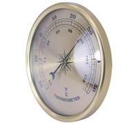 FELTECHELECTR Thermomètre Rond en Métal Compact et Léger pour Intérieur et Terrasse, Affichage Clair Température Design Or Élégant