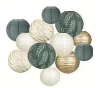Feluxor Papier Laterne 12 Pièces Round Nu ire Party Déco Papierlampion | Lampion Papier Boule Ronde avec Rubans Couleur Lampe pour Décoration de Printemps, Fête Gartenparty,Babyparty