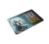 Femer Carte postale en tôle avec citation - 10 x 14 cm - Bleu Einstein - Dann würde es still auf der Welt sein