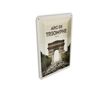 Femer Carte postale en tôle Motif voyage 10 x 14 cm Arc de Triomphe Paris Plaque décorative rétro