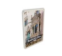 Femer Carte postale en tôle Motif voyage 10 x 14 cm Barcelone Espagne Architecture Tourisme