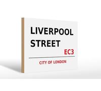 FEMER Plaque en bois London 30 x 20 cm Motif City Liverpool Street EC3