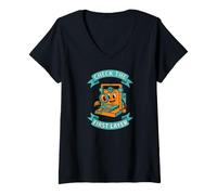 Femme 3D Printing Check First Layer Retro Maker Mascot T-Shirt avec Col en V