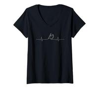 Femme Artiste Heartbeat Line Art Palette Pinceau Creative Pulse T-Shirt avec Col en V