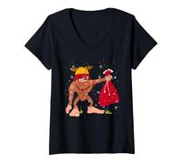 Femme Bigfoot Sac de Transport Père Noël Chapeau de Noël Sasquatch Homme T-Shirt avec Col en V