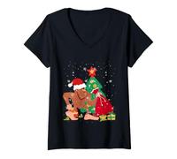 Femme Bigfoot Sac de Transport Père Noël Chapeau de Noël Sasquatch Homme T-Shirt avec Col en V