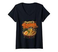Femme Bol à Nouilles Amusant avec œufs alimenté par Ramen T-Shirt avec Col en V