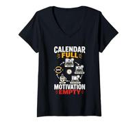 Femme Calendrier Plein Motivation Vide Humour Bureau T-Shirt avec Col en V