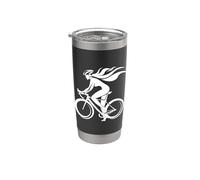 Femme cycliste Croquis Cyclisme Enthousiaste BMX Gobelet isotherme en acier inoxydable double paroi