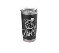 Femme cycliste Dessin au trait Cyclisme Gobelet isotherme en acier inoxydable double paroi