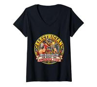 Femme Description du Poste d'électricien Corrigez ce Que Le propriétaire a corrigé T-Shirt avec Col en V