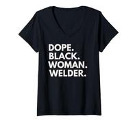 Femme Dope Black Woman Soudeuse Professionnelle T-Shirt avec Col en V
