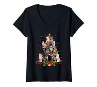 Femme Drôle Noël Petit Chats Joyeux Noël Déco Maman Chatton T-Shirt avec Col en V