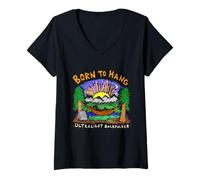 Femme Hamac de Camping Ultra léger Born to Hang T-Shirt avec Col en V