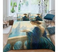 Femme In Bleu Robe Housse de Couette 3 Pieces 3D, Impressionist Venice