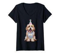 Femme Maltipoo Let's Pawty Fête d'anniversaire pour Les Amoureux des Chiens T-Shirt avec Col en V