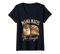 Femme Mama Makes The Dough Cottagecore Cuiseur à Pain au levain T-Shirt avec Col en V