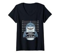 Femme Mug Funny Shark pour Les Amoureux des Requins T-Shirt avec Col en V