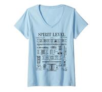 Femme Niveau à Bulle pour Charpentier Bricolage Vintage Brevet T-Shirt avec Col en V