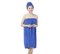 Femme Paréo de Bain Microfibre Séchage Rapide 2 pour 1 Robe Serviette de Bain et Serviette de Cheveux Set Peignoir de Bain Doux Draps de Bain Sauna Douche Jupe de Chambre pour Hôtel Voyage Spa Piscine