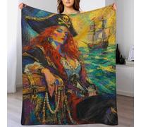 Femme pirate par bateau Plaid Art à l’huile coloré Plaid Sofa Chambre