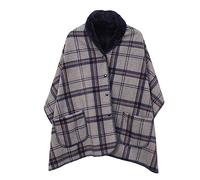 Femme Poncho Polaire Plaid Châle Cape Chaud d'hiver avec Boutons et Poche Couverture à Carreaux pour Lit Canapés Voyage (FR/ES, Alpha/lettres, Taille unique, Taille normale, Taille normale, Gris)