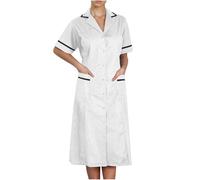 Femme Robe Tunique Médicale 2025 Blouse Medicale Femmes Banche Manche Courte Uniforme de Travail Robes Blouses Infirmiere Femme Professionnelle Uniformes D'Infirmière Uniforme de Travail Pas Cher